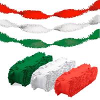 Folat versiering feest slingers - combi set - rood - groen - wit - 24 meter - crepe papier