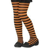 Zwart/oranje verkleed panty voor kinderen - thumbnail