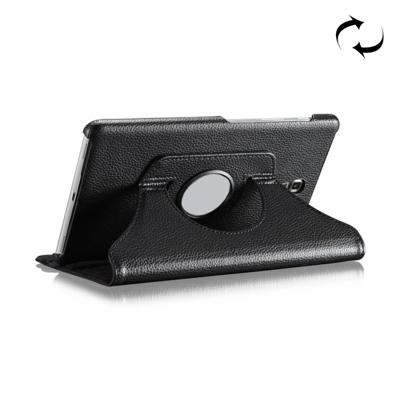 Litchi textuur horizontaal flip 360 graden rotatie lederen Case voor Galaxy Tab een 10.5 T590/T595/T597, met houder (zwart)