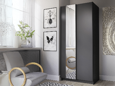 Kledingkast SAFIAT 2 schuifdeuren 80 cm zwart