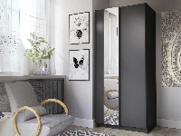 Kledingkast SAFIAT 2 schuifdeuren 80 cm zwart