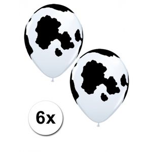 6 ballonnen met vlekken van koe 28 cm