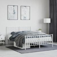 Bedframe met hoofd- en voeteneinde metaal wit 140x190 cm