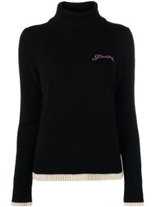 GANNI pull à logo brodé - Noir