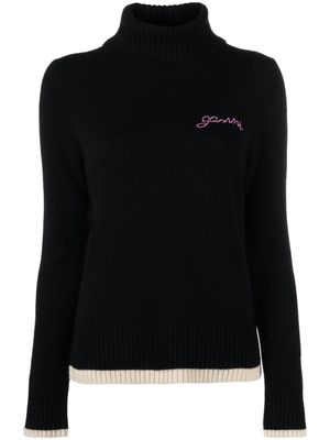 GANNI pull à logo brodé - Noir