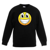 Emoticon sweater super vrolijk zwart kinderen 14-15 jaar (170/176)  -