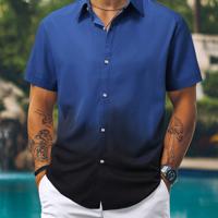 Bon&Bon Homme Men's Pink Ombre Short Sleeve Button Up Shirt Multicolor-3 / L