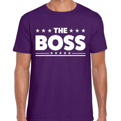 Cadeau T-shirt voor heren - paars - The Boss - Foute Party / thema kleding