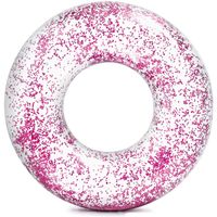 Intex opblaasbare roze glitter zwemband/zwemring transparant 120 cm