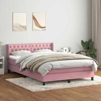 Boxspring met matras fluweel roze 140x220 cm