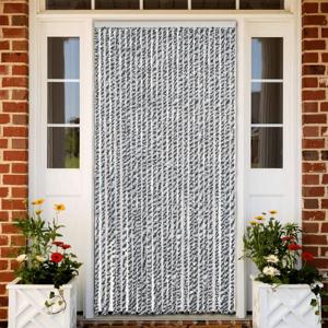 VidaXL Vliegengordijn 118x220 cm chenille grijs en zwart-wit