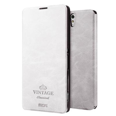 Sony Xperia C5 Ultra horizontaal Crazy Horse structuur PU leren MOFI VINTAGE Flip Hoesje met houder en opbergruimte voor pinpas Wit