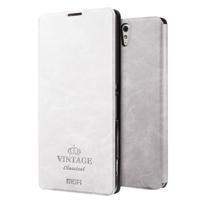 Sony Xperia C5 Ultra horizontaal Crazy Horse structuur PU leren MOFI VINTAGE Flip Hoesje met houder en opbergruimte voor pinpas Wit