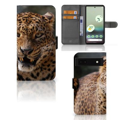 Google Pixel 6A | Telefoonhoesje | Met pasjeshouder | Luipaard