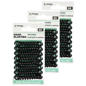Benson Care Telefoonkabel haar elastiekjes - set 24x - zwart - zonder metaal - D5 cm