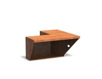 Keerwand cortenstaal binnenhoek 50x50x40cm. brede bovenrand