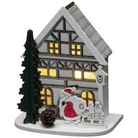 Konstsmide 3277-210 Houten figuur Huis met kerstman Warmwit LED Warm-wit Timer, Schakelaar - thumbnail