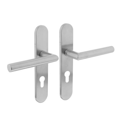 Intersteel Deurklink Hoek 90 graden op schild profielcilindergat 72mm geborsteld RVS