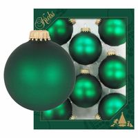 8x Velvet groene glazen kerstballen mat 7 cm kerstboomversiering - thumbnail