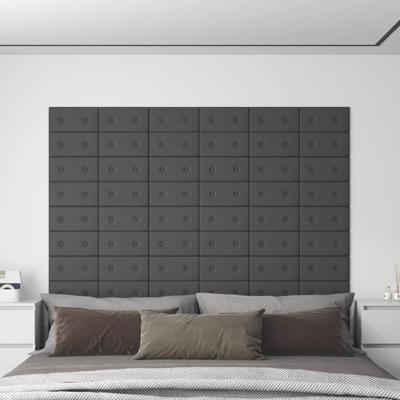Wandpanelen 12 st 0,54 m² 30x15 cm kunstleer grijs