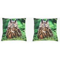 2x Sierkussens met uilen dierenprint 35 cm - thumbnail