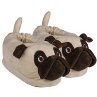 Mopshond pantoffels - voor kinderen - pluche - dieren pantoffels