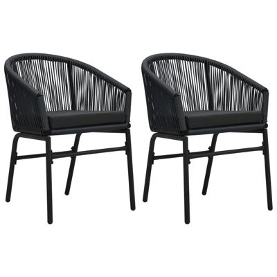 Tuinstoelen 2 st PE-rattan zwart