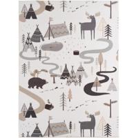 Kindervloerkleed Rechthoek Bos Avontuur COCO Crème - Zacht Speelkleed met Dieren voor de Kinderkamer