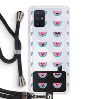 Smiley watermeloenprint: Samsung Galaxy A71 Transparant Hoesje met koord