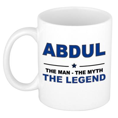 Abdul cadeau mok - man myth legend - naam koffiemok / beker - wit en blauw - 300 ml