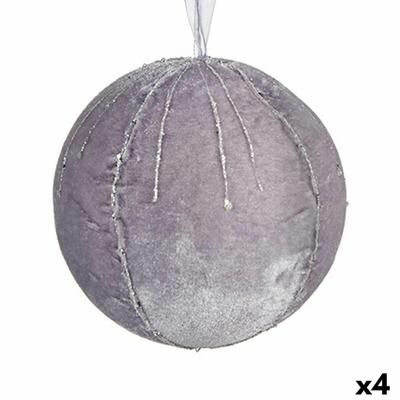 Set kerstballen Polyester Zilverkleurig 12 x 12 x 12 cm (4 Stuks)