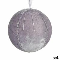 Set kerstballen Polyester Zilverkleurig 12 x 12 x 12 cm (4 Stuks)