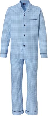 Lichtblauw geruite doorknoop Pyjama Robson