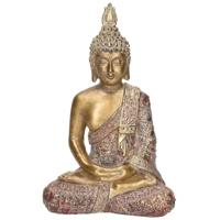 Boeddha beeldje zittend - goud - 20 cm - Boeddha beelden - Woondecoratie