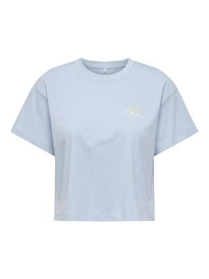 Only Onlannbel S/s Boxy Crop Tee Jrs 15348981 T-shirt Korte Mouw 4990461 Cashmere Blue Amore Fione