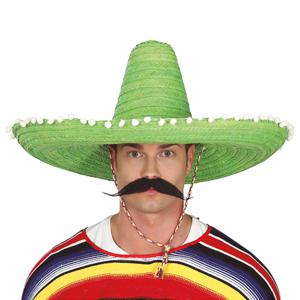 Mexicaanse Sombrero hoed voor heren - carnaval/verkleed accessoires - groen - met ornamenten