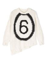 MM6 Maison Margiela Kids pull asymétrique à logo intarsia - Tons neutres