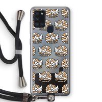 Slapende poes: Samsung Galaxy A21s Transparant Hoesje met koord