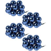 40x Donkerblauwe mini kerstballen kerststukje stekers 2 cm glans - thumbnail