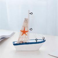 Vintage houten canvas boot model decoratie huis kamer decoratie (witte boot)