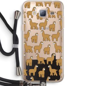 Alpacas: Samsung Galaxy J3 (2016) Transparant Hoesje met koord