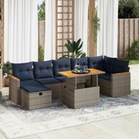 8-delige Loungeset met kussens poly rattan acacia bruin