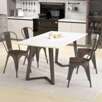 Set van 4 Metalen Eetkamerstoelen Stapelbare Stoelen voor in de Keuken met Houten Zitting en Afneembare Hoge Rugleuning Eetkamerstoelen Set van 4 Metalen Eetkamerstoelen Stapelbare Stoelen voor in de Keuken met Houten Zitting en Afneembare Hoge Rugleuning Eetkamerstoelen