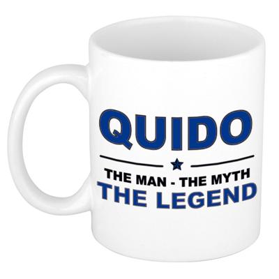 Quido cadeau mok - man myth legend - naam koffiemok / beker - wit en blauw - 300 ml
