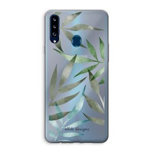 Tropical watercolor leaves: Samsung Galaxy A20s Transparant Hoesje