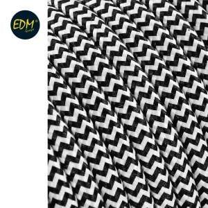 EDM Omsponnen snoer 2x0,75qmm zwart/wit 25m