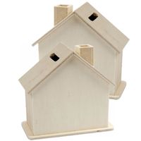 Set van 4x stuks beschilderbare hobby/knutsel spaarpot houten huisjes 10 cm