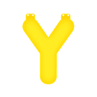 Opblaasbare letter Y geel   - - thumbnail