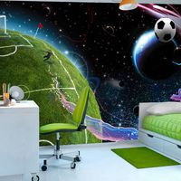 Fotobehang - Space match, voetbal - thumbnail