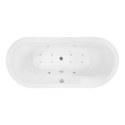 Whirlpool bad Wiesbaden Libero | 170x80 cm | Incl.Afvoer-Wit | Sleuf overloop | Acryl | Pneumatisch | Luchtsysteem | Glans wit